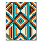 Vibrant Copper Teal Geometric Boho Rug