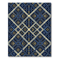 Navy Blue Yellow Geometric Diamond Rug