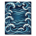 Japanese Ocean Wave Indigo Art Rug