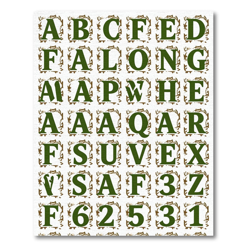 Green Embossed Alphabet Tiles Rug