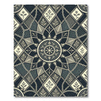 Dark Gray Chain Medallion Floral Diamonds Rug