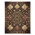Gold Floral Medallion Burgundy Tapestry Rug