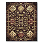 Gold Floral Medallion Burgundy Tapestry Rug