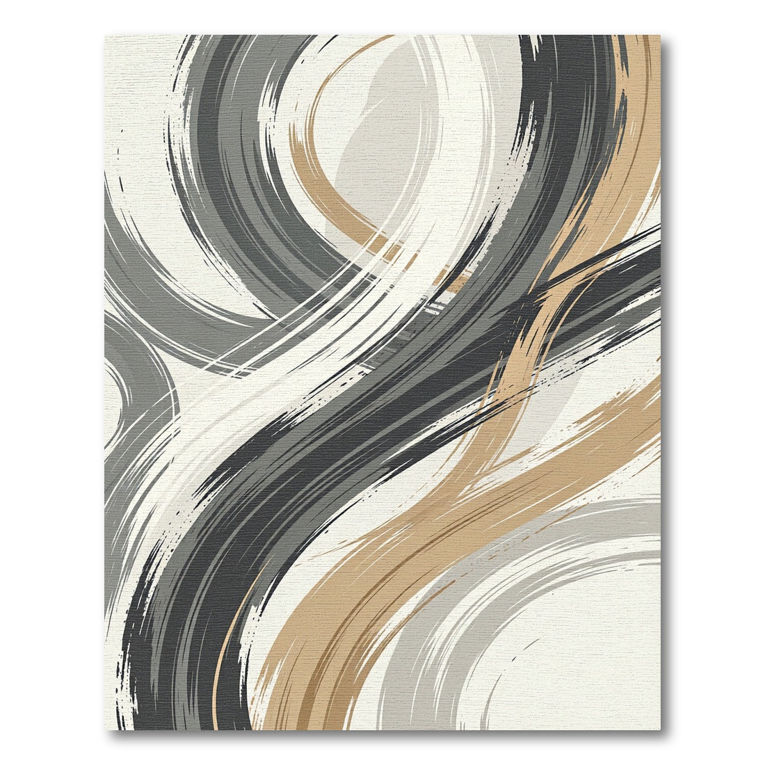 Modern Gold and Charcoal Swirl Rug