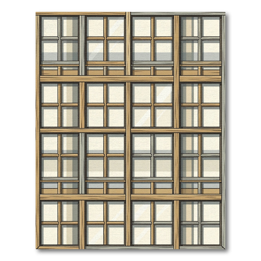 Wooden Grid Geometric Arrangement Rug
