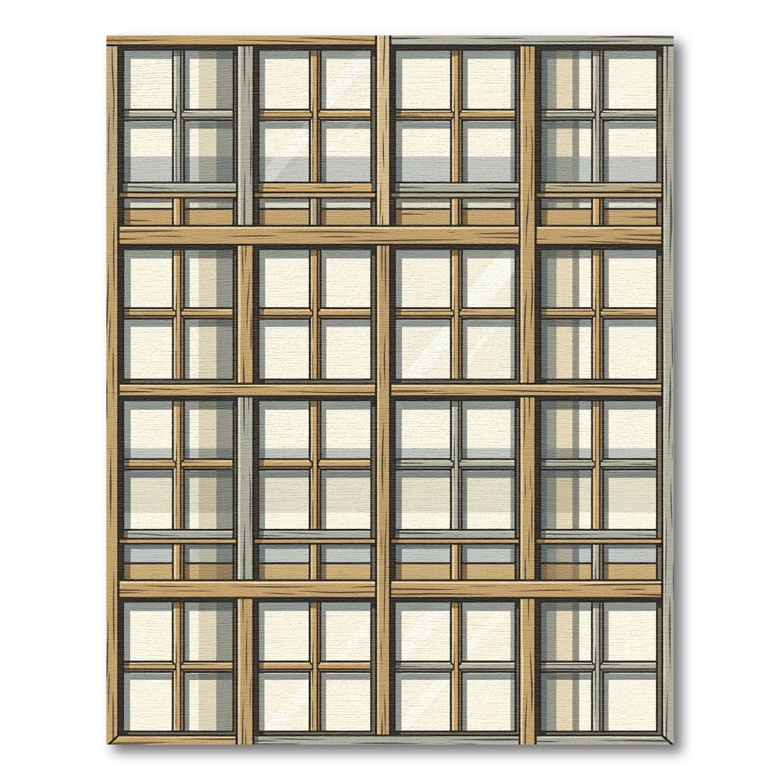 Wooden Grid Geometric Arrangement Rug