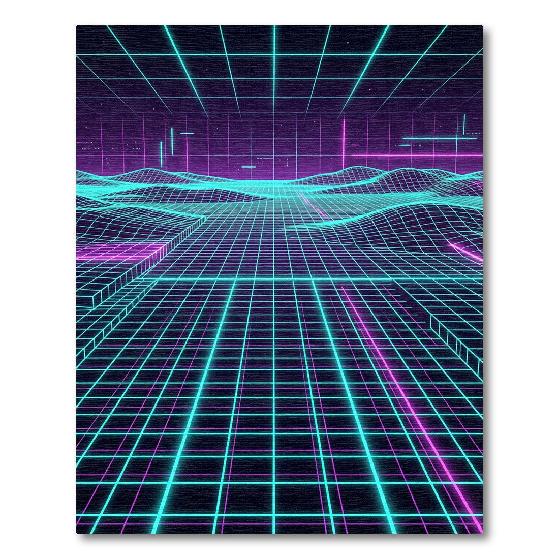 Neon Retro Grid Cyber Landscape Rug