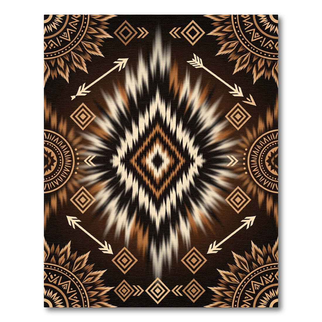 Earthy Tribal Diamond Gold Arrow Art Rug