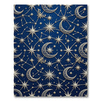 Celestial Navy Blue Golden Moon Star Rug