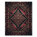 Dark Crimson Gold Ornate Medallion Rug