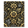 Golden Floral Damask Noir Accents Rug