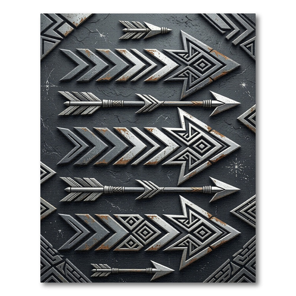 Tribal Gray Arrow Geometric Layout Rug