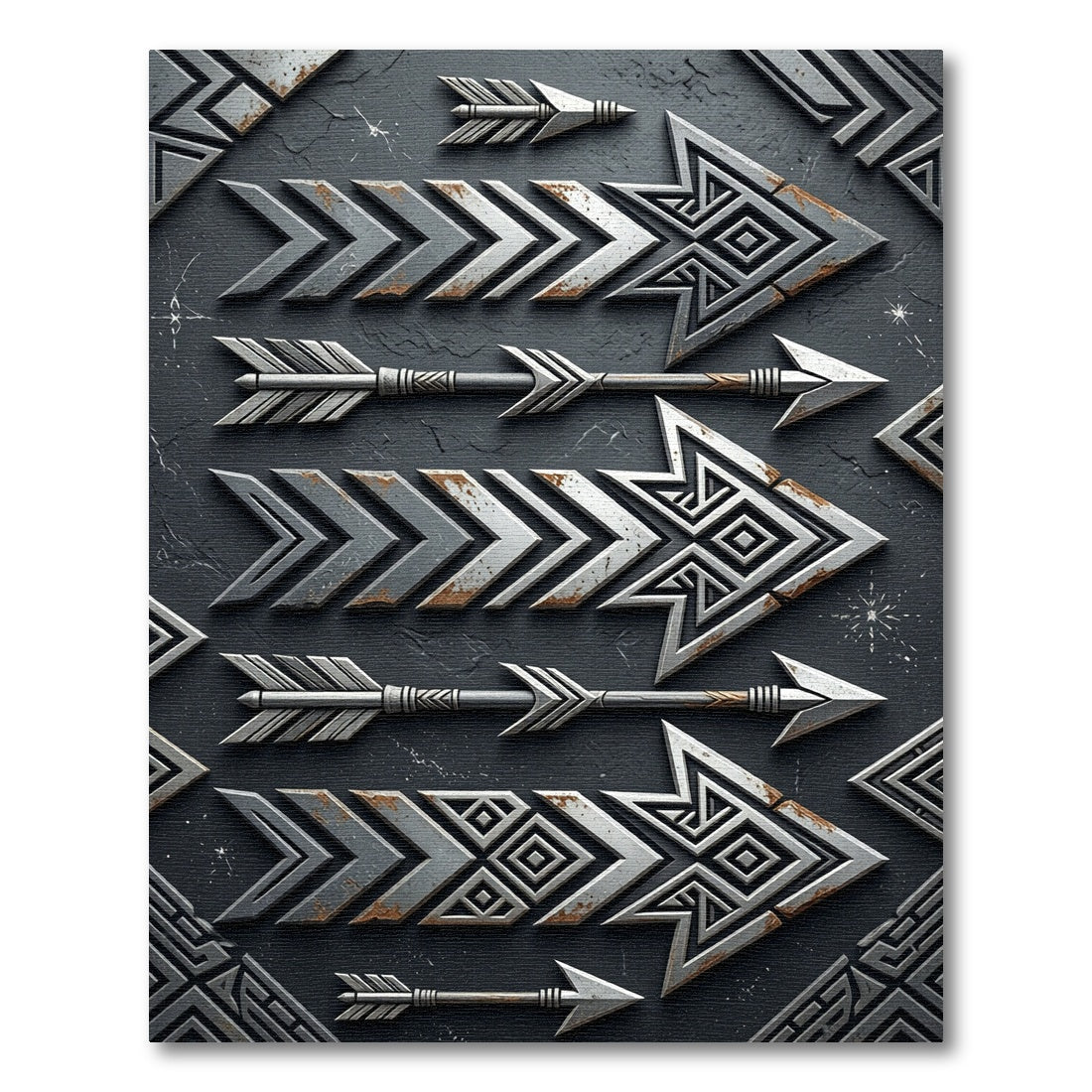Tribal Gray Arrow Geometric Layout Rug