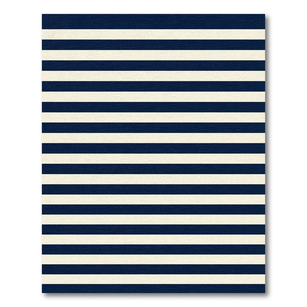 Classic Navy Blue and Cream Striped Rug