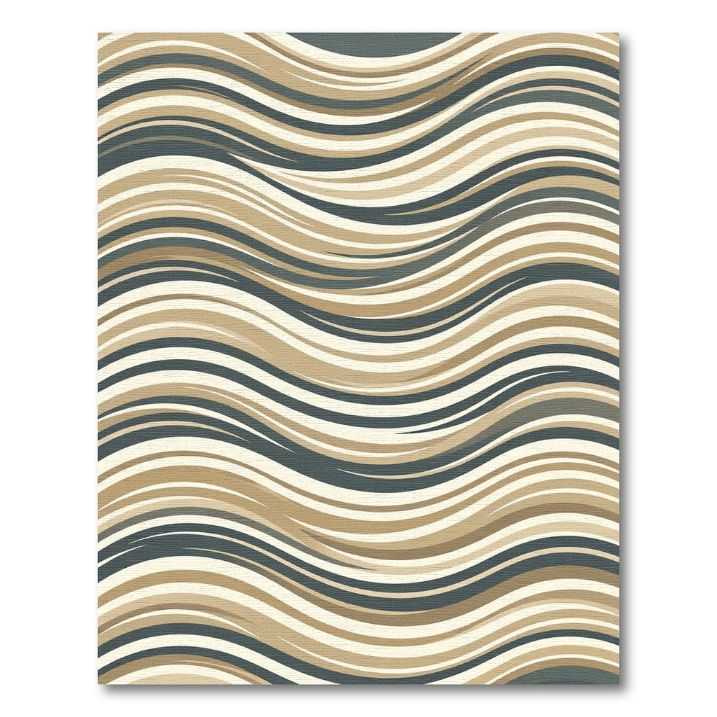 Modern Neutral Wavy Earth Tone Stripe Rug