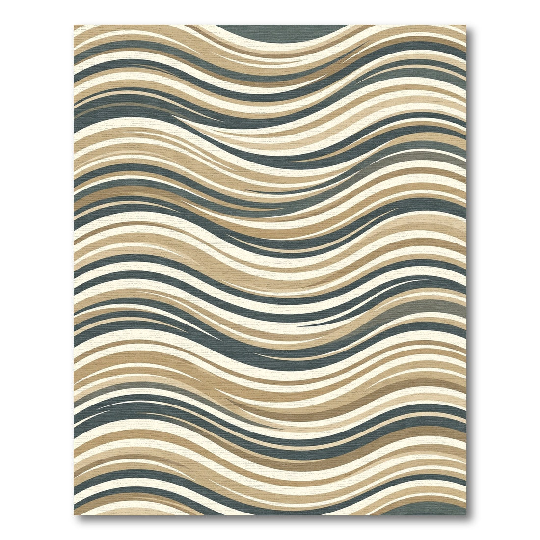 Modern Neutral Wavy Earth Tone Stripe Rug