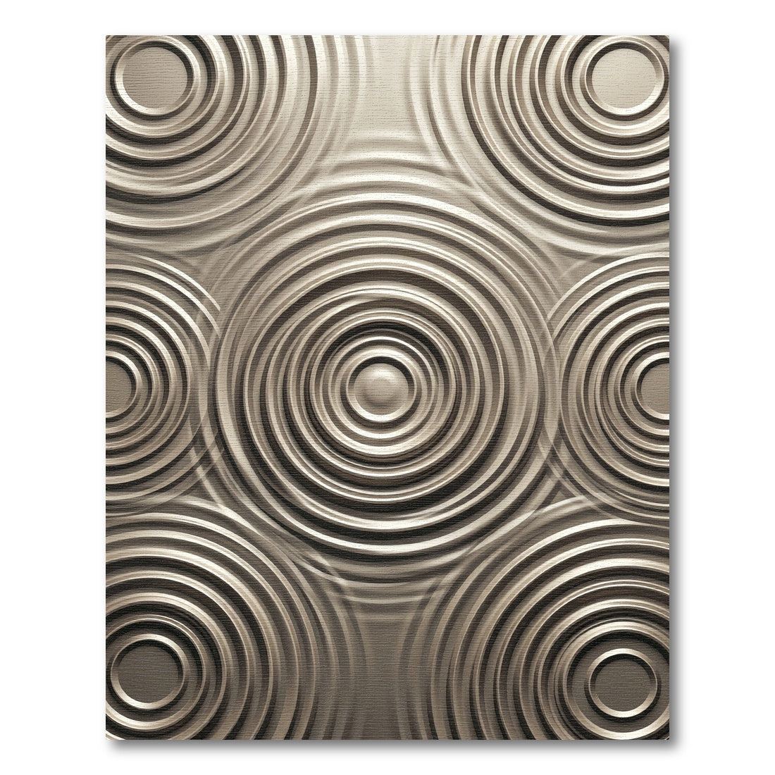 Modern Metallic Silver Concentric Circles Rug