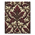 Ornate Burgundy Leaf Scrollwork Rug