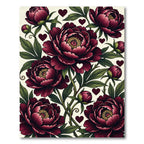 Rich Crimson Peony And Heart Bloom Rug