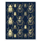 Vintage Golden Beetle Illustration Dark Navy Rug