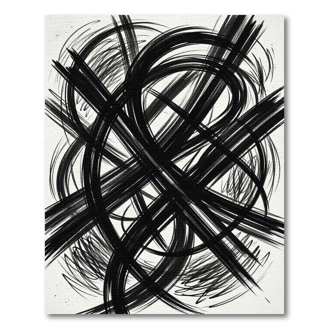 Bold Black Ink Abstract Swirl Rug