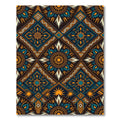 Midnight Teal Gold Geometric Sunburst Rug