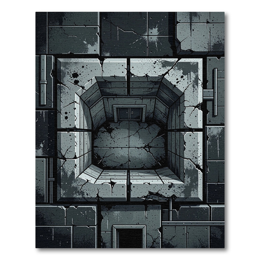 Stone Well Dark Concrete Stairwell Rug