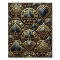 Luxury Black Gold Playing Card Medallion Rug
