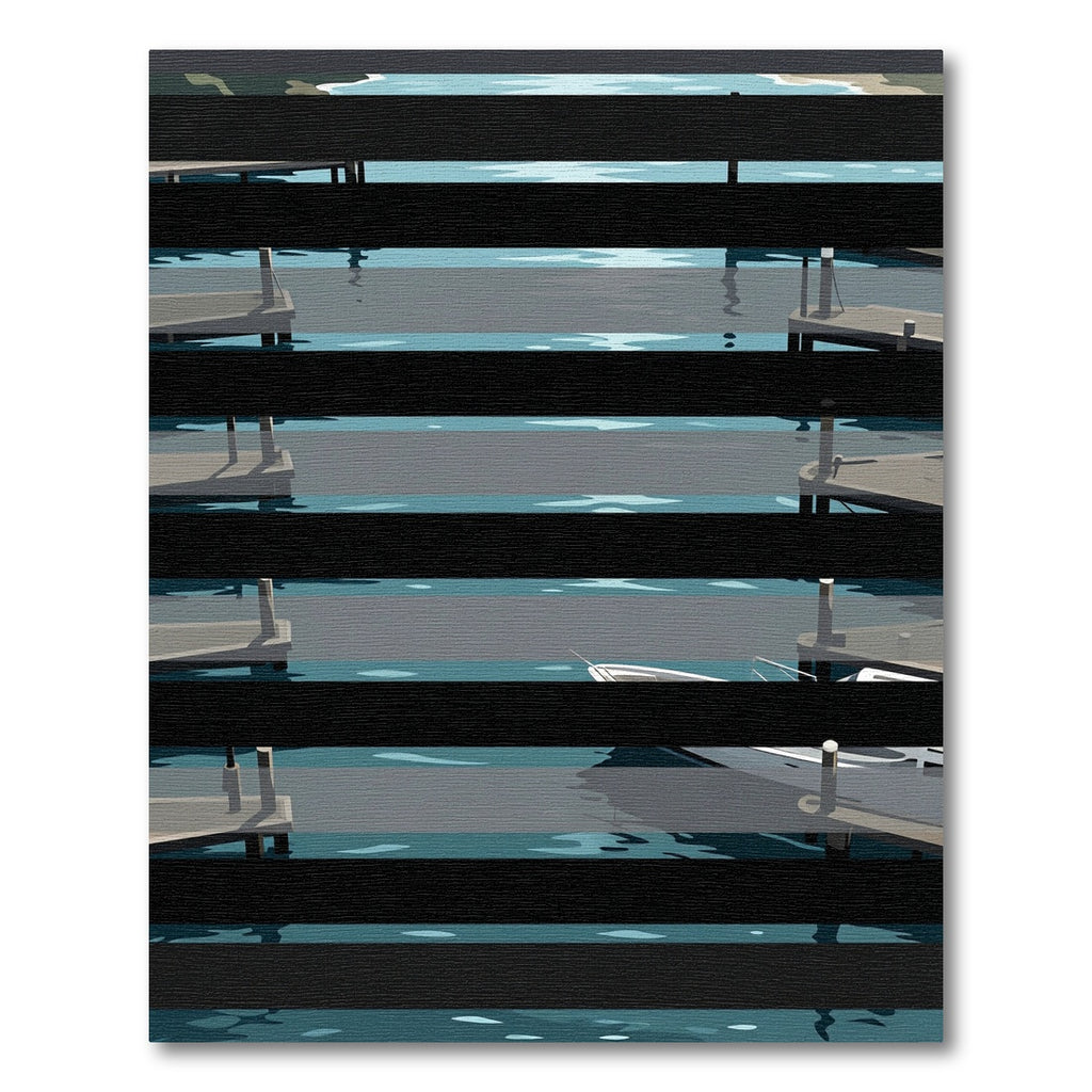 Serene Harbor Waterscape Dock Abstract Rug