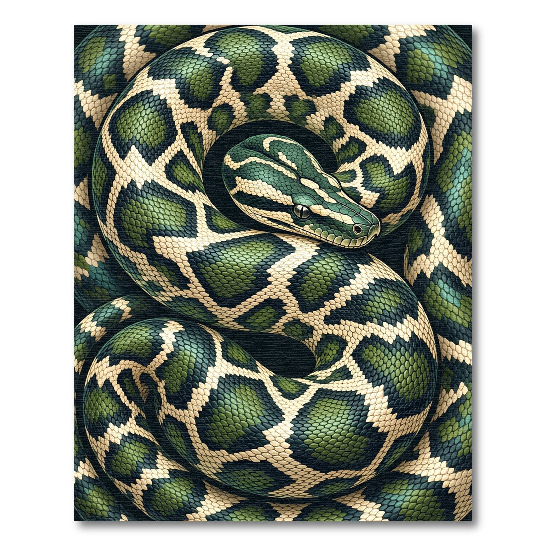 Emerald Green Coiled Serpent Scales Rug