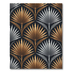 Art Deco Metallic Gold Silver Palm Rug