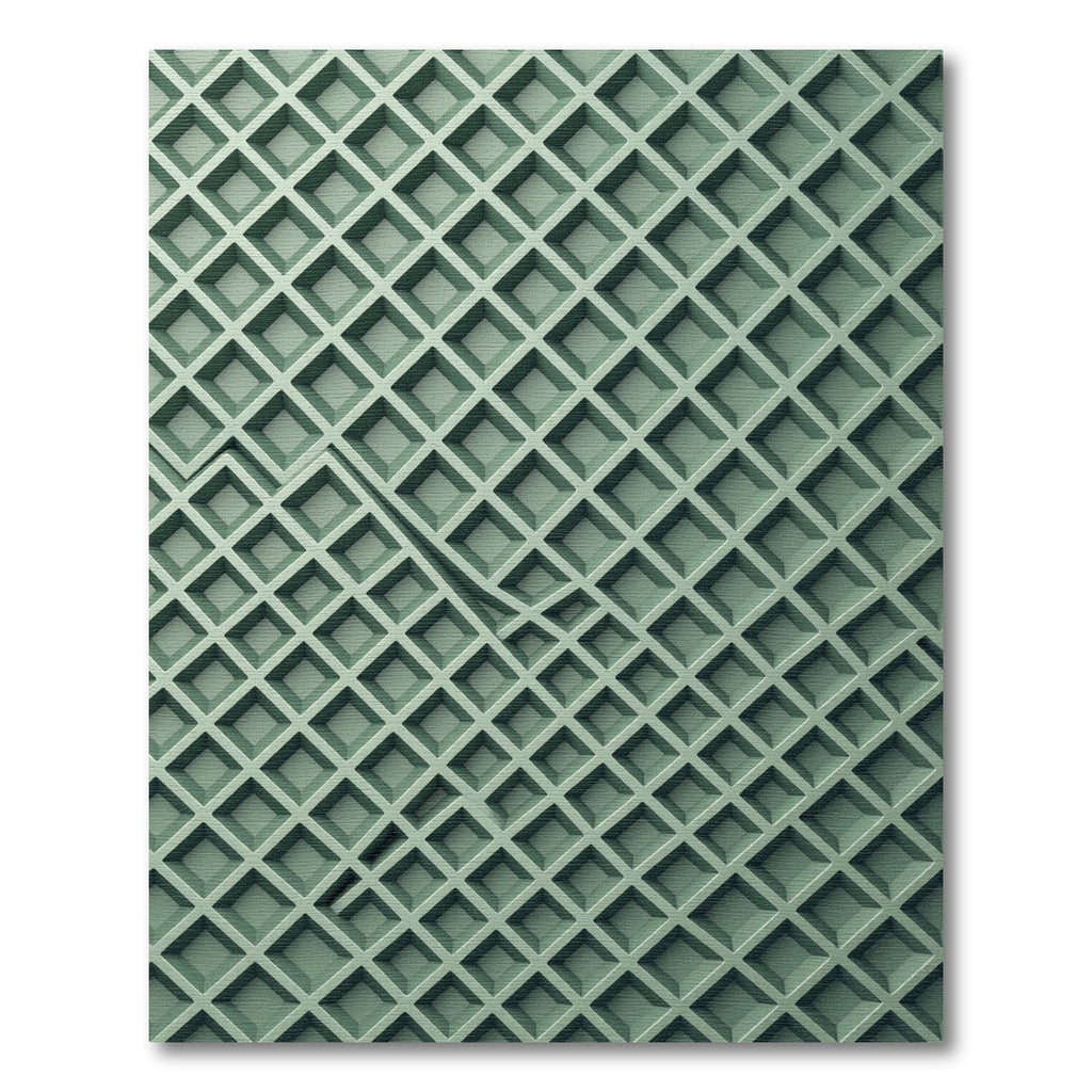 Sage Green Geometric Lattice Grid Rug