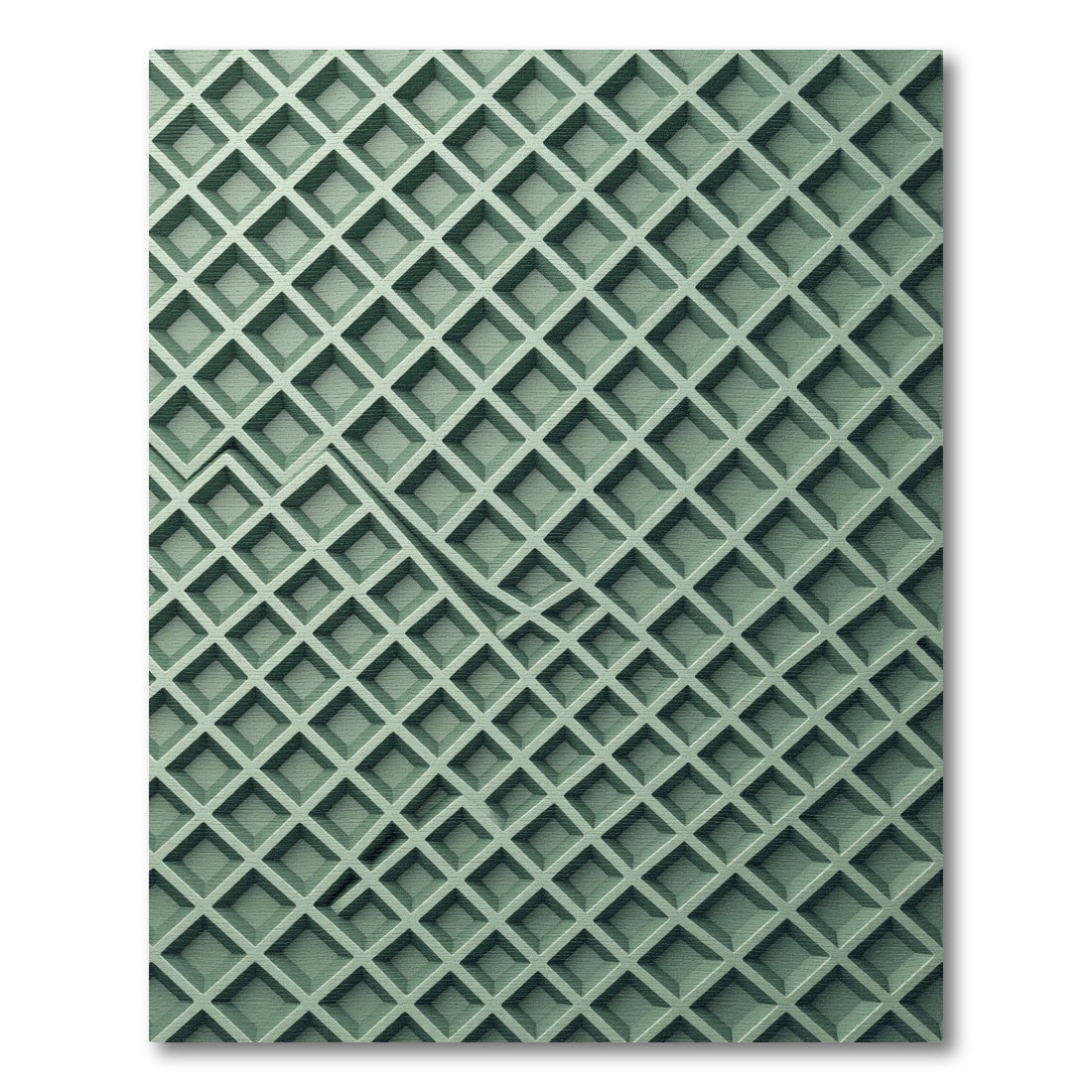Sage Green Geometric Lattice Grid Rug