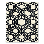 Monochrome Geometric Hexagon Lattice Art Rug