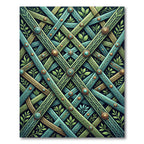 Green Blue Interwoven Leaf Medallion Rug