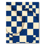 Royal Blue Cream Checkered Grid Rug