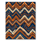 Geometric Zigzag Arrow Navy Orange Rug