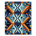 Bold Orange Abstract Geometric Stairs Rug