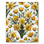 Elegant Golden Daffodil Botanical Illustration Rug