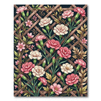 Blushing Carnation Trellis Dark Floral Rug