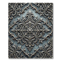 Ornate Silver Metallic Filigree Medallion Rug