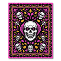 Vibrant Pink Skull Floral Border Rug
