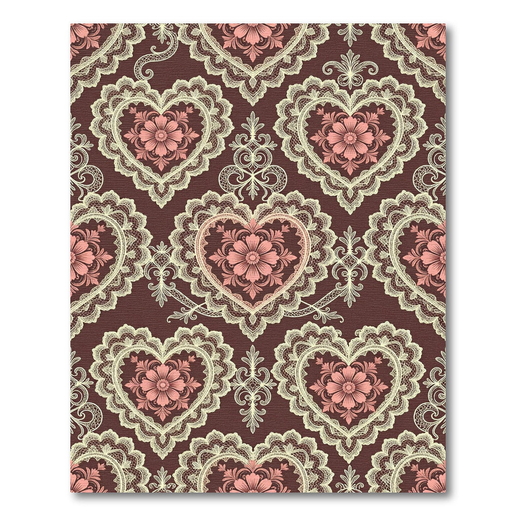 Romantic Pink Heart Lace Flourish Rug