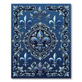 Deep Blue Heraldic Fleur de Lis Rug