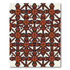 Burnt Orange Geometric Cross Grid Rug