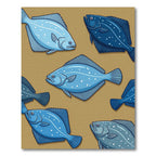 Blue Flatfish School Aquatic Illustration Rug