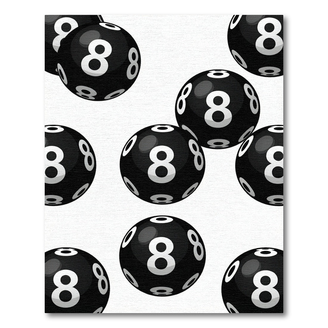 Graphic Black and White Number Eight Floating Spheres Rug