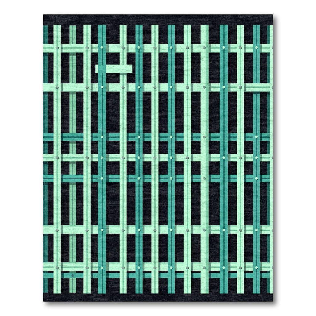 Teal Mint Grid Stripe Rug