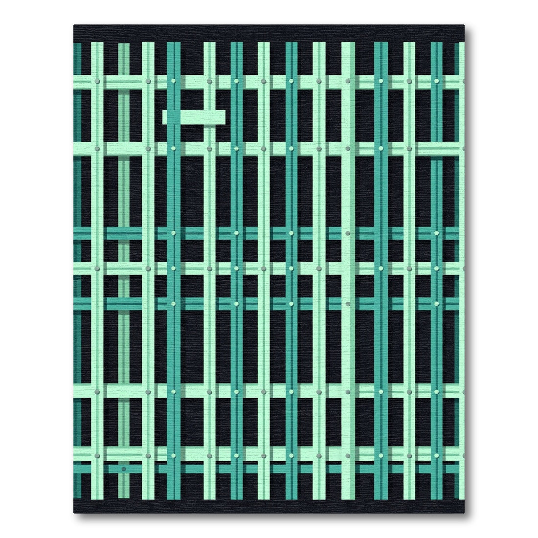 Teal Mint Grid Stripe Rug