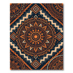 Geometric Ochre Sunburst Ethnic Mandala Rug
